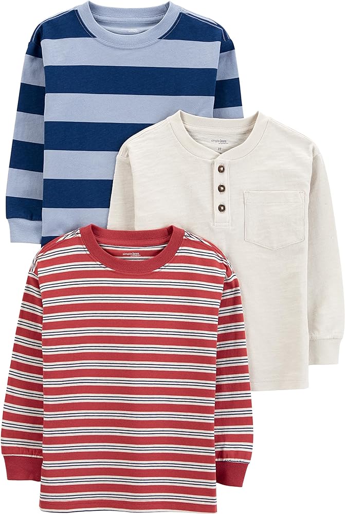 Simple Joys by Carter's Boys' 3-Pack Long Sleeve Shirts