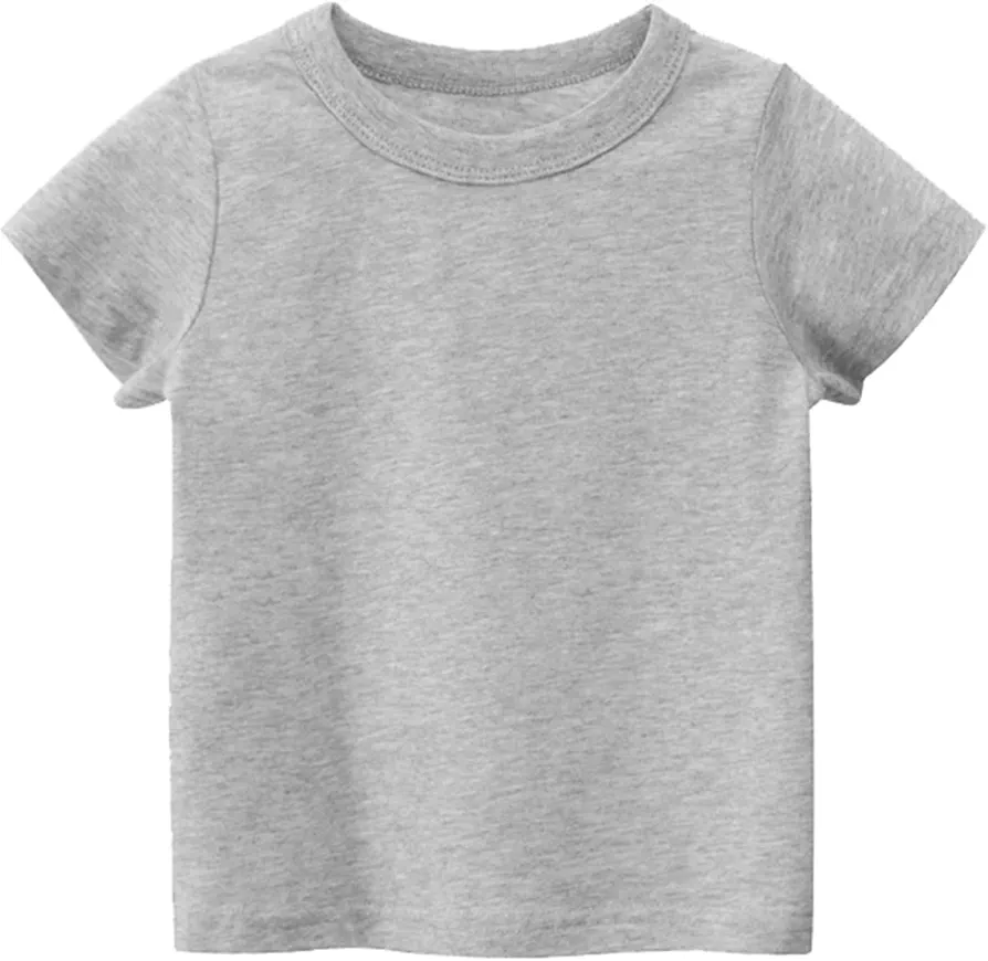 Toddler Kids Girls Boys Short Sleeve Basic T Shirt Casual Summer Tees Shirt Tops Solid Color Clothes for LittleBoys (Grey, 6 Years)