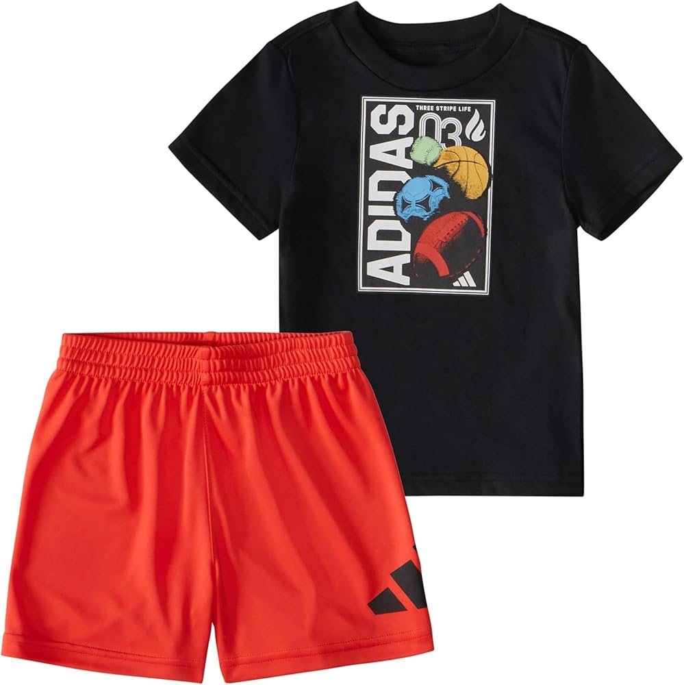 adidas Boys Short Sleeve T-shirt and Poly Shorts 2-piece Set