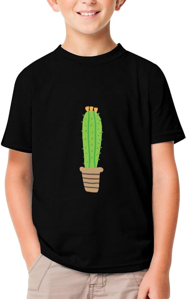 Cactus Funny Short Sleeve T-Shirt Tops Crew Neck Shirts Printed Summer Tees for Boys Girls