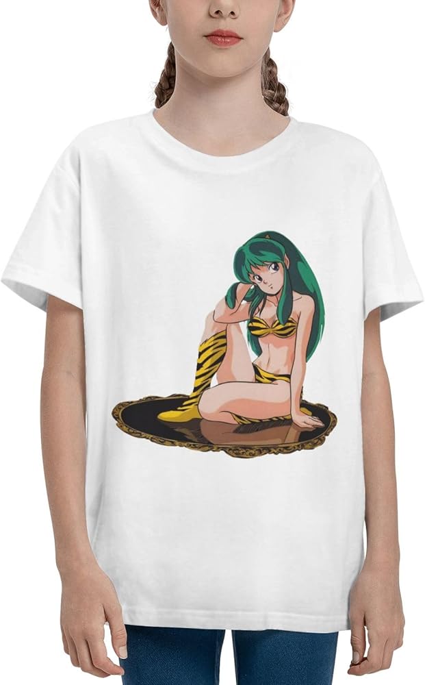 Anime Urusei Yatsura Shirt Boys Girls Round Neck Short Sleeve Cotton Tees