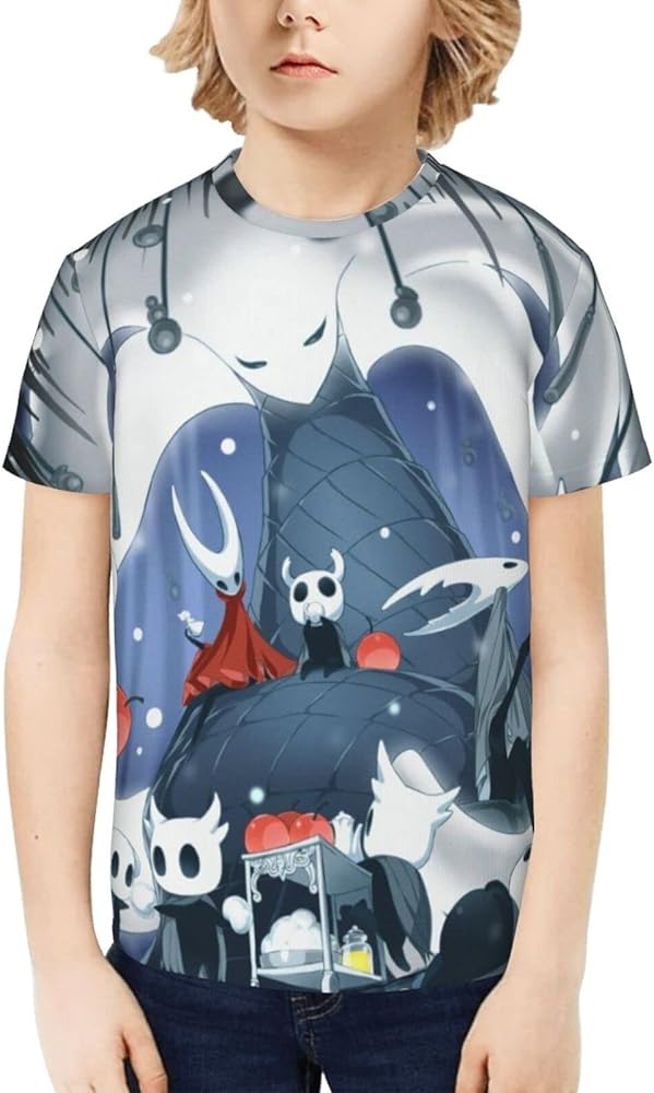 Hollow Gaming Knight Unisex Graphic T-Shirts Crewneck Summer Shirt Short Sleeve Tops Blouse for Boys Girls