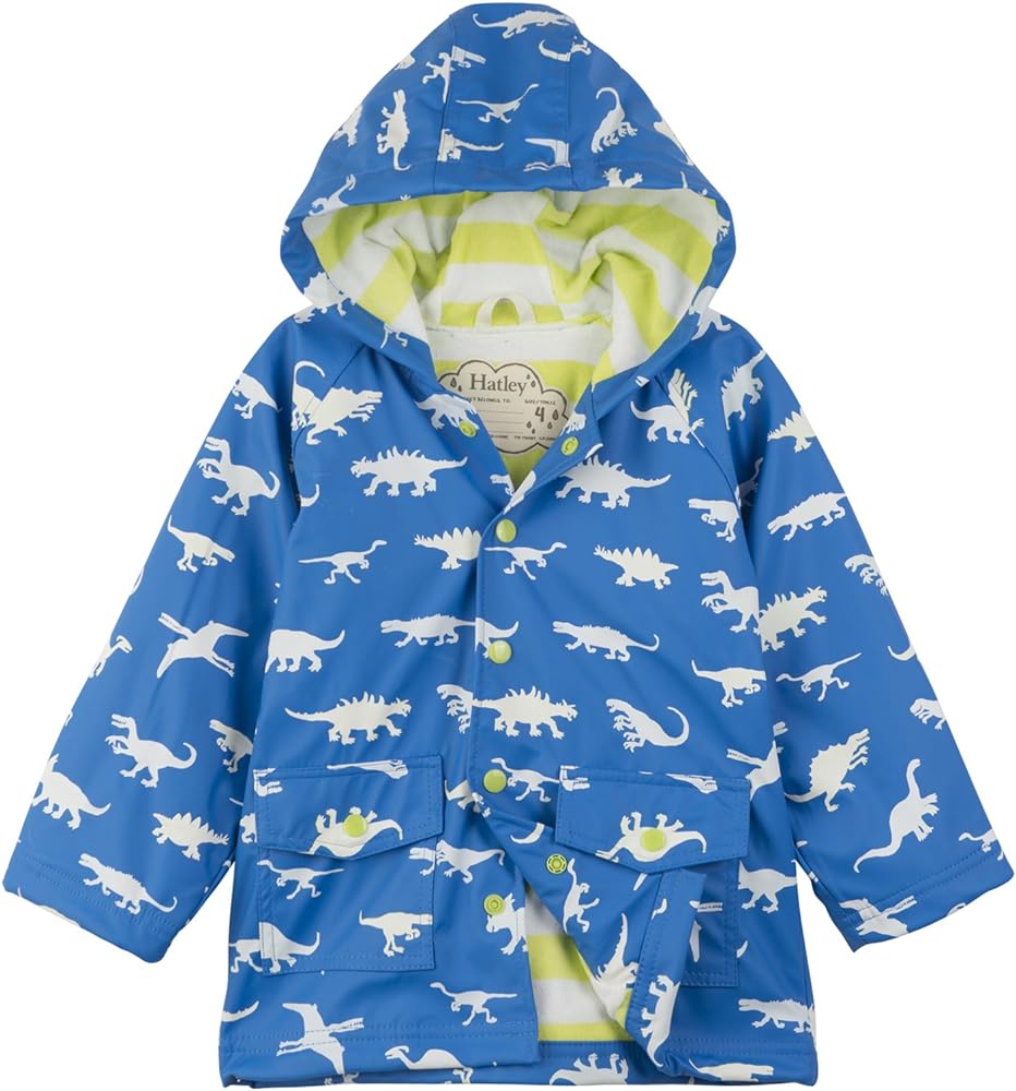 Hatley Boys' Color Changing Button-up Printed Rain Jacket