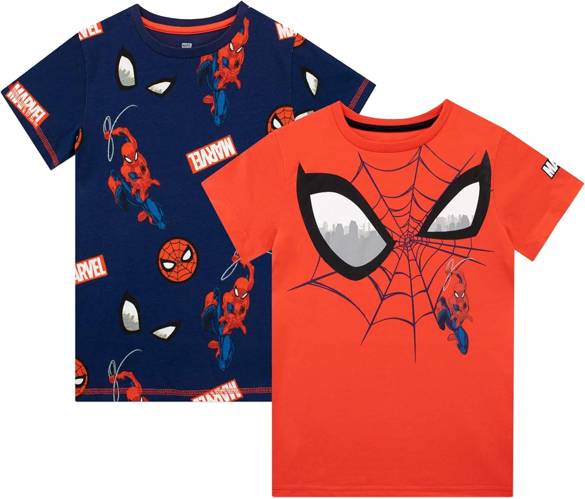 Marvel Boys Spider-Man T-Shirt 2 Pack Kids Short Sleeve Top