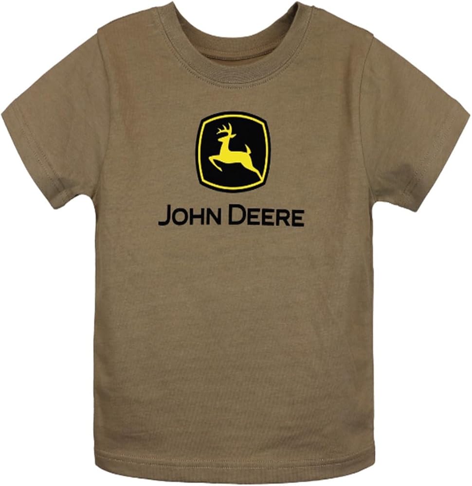 John Deere Construction Brown Trademark Logo Short Sleeve T-Shirt Sizes 8, 10/12, 14/16