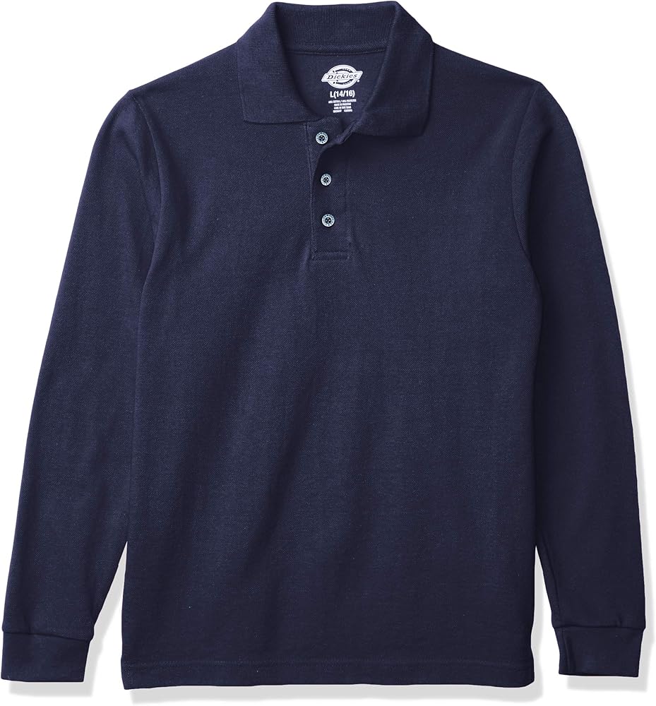 Dickies Boys' Long Sleeve Pique Polo