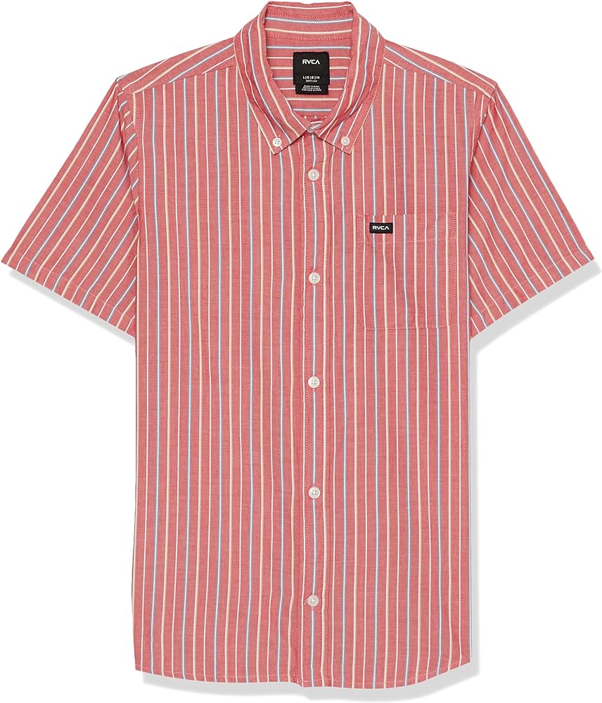 RVCA Boys' Fall Short Sleeve Button Up Collar Woven