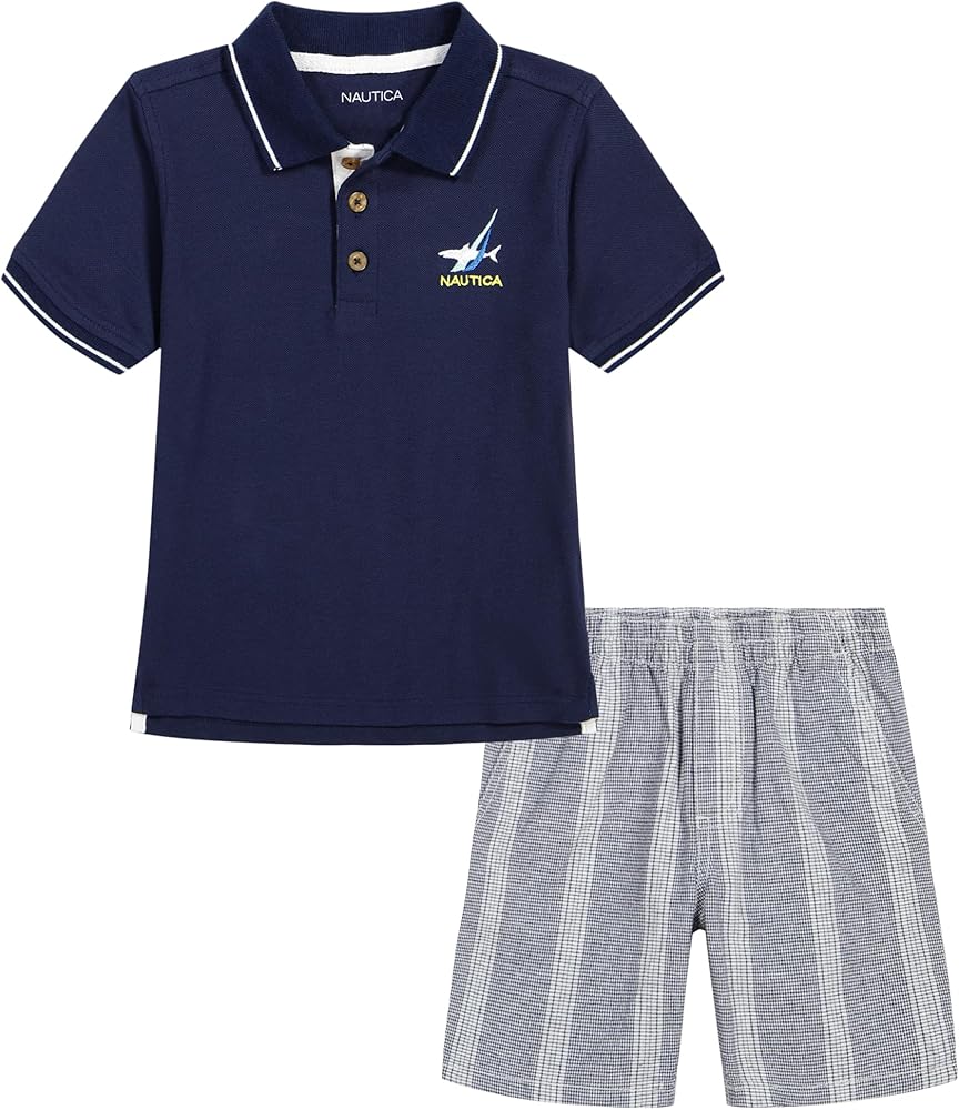 Boys Nautica 2 Piece Polo Woven Short Set