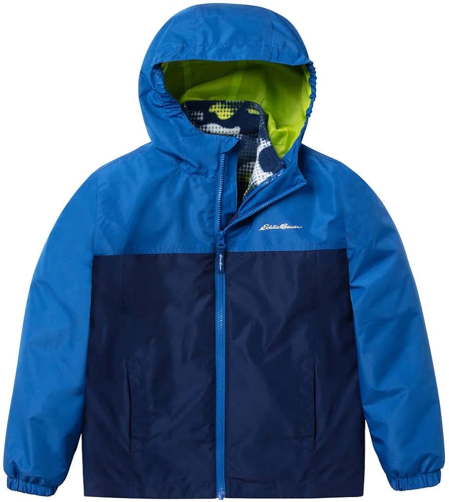 Eddie Bauer Youth Lone Peak 3 in 1 Jacket (Nautical Blue Camo, Medium 10/12)