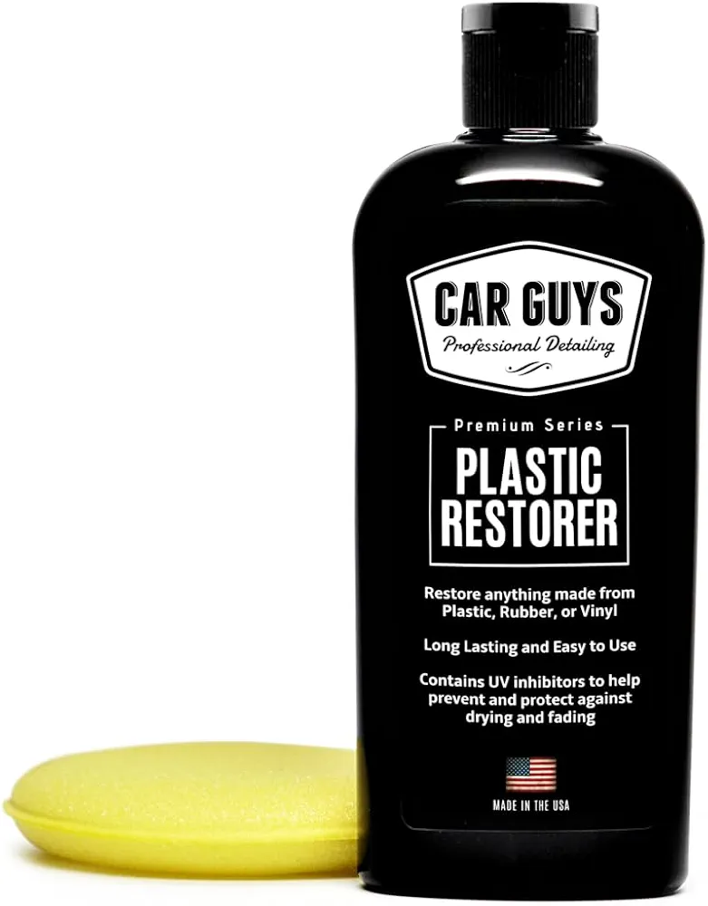 CAR GUYS Plastic Restorer | Bring Plastic, Rubber, and Vinyl Back to Life! | User Friendly Trim Restorer | Safe Auto Detailing Supplies | 8 Oz Kit with Foam Applicator