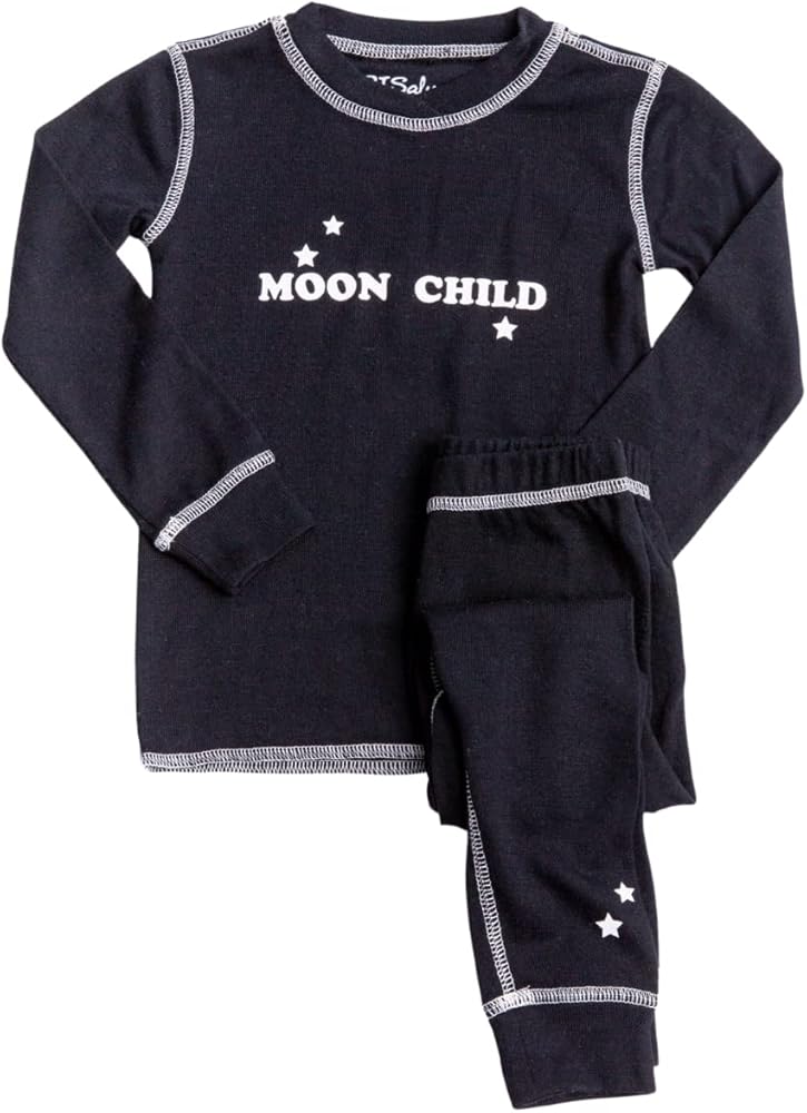 PJ Salvage Boys' Under The Fall Moon Design Long Sleeve Pajama Set Pj