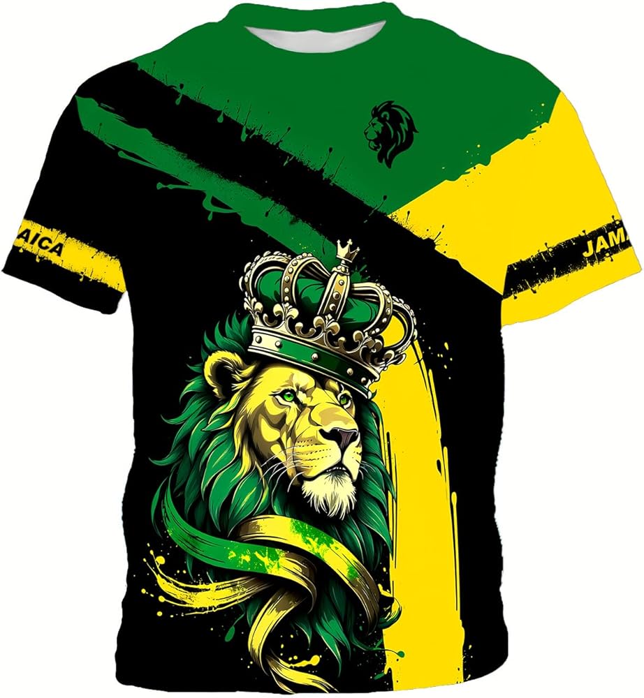 DFZ Boys Jamaica Flag T-Shirt 3D Print Vintage Tee Jamaica Jersey for Children's Top