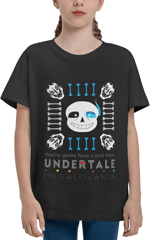 Un-der_Tale Sans T-Shirt for Kids Boys Girls Casual Teen Youth Short Sleeve Tee Tops Black