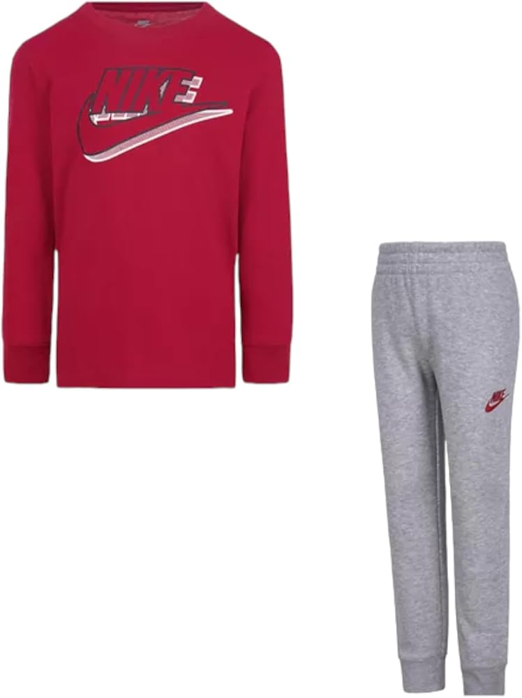 Nike Boys Toddler Long Sleeve Shirt and Jogger Set, Durable Stretch and Lightweight (US, Age, 7, G(86L292-042) R)