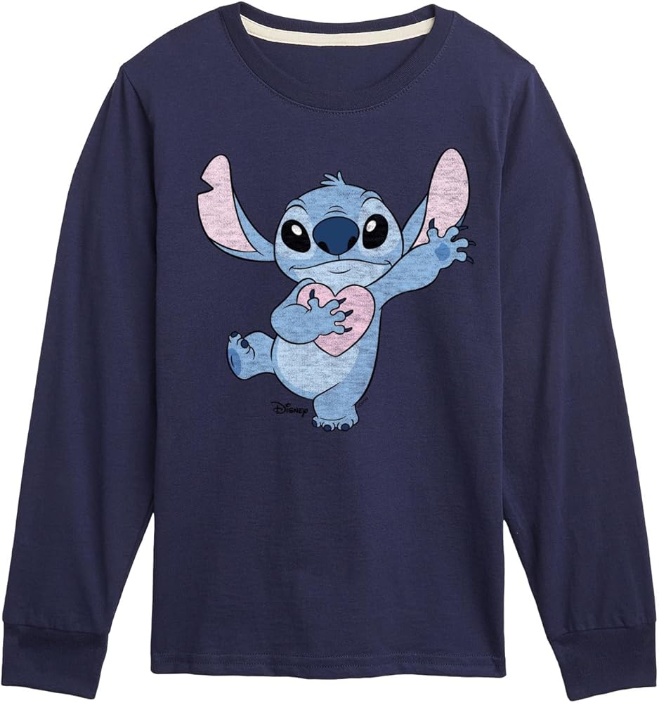 Disney - Lilo & Stitch - Stitch Hearts You - Toddler & Youth Long Sleeve Graphic T-Shirt