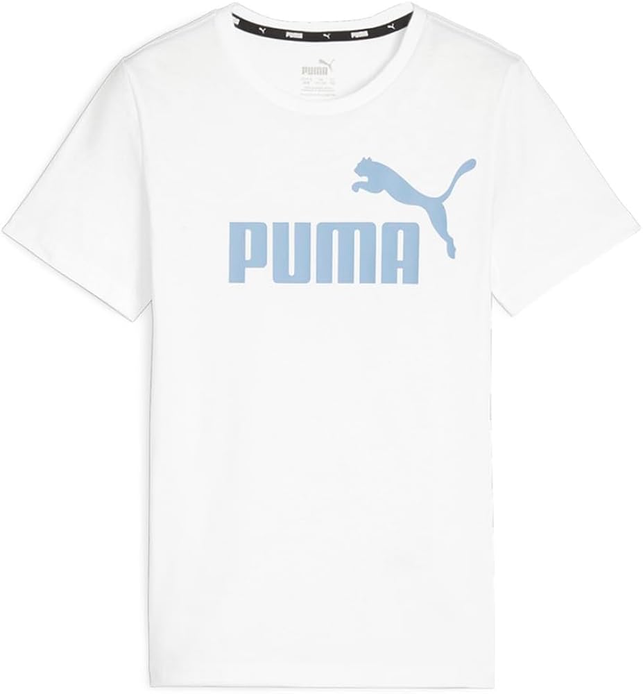 Puma Kids Boys Essential Logo Crew Neck Short Sleeve Athletic Tops Casual Crew Neck - White