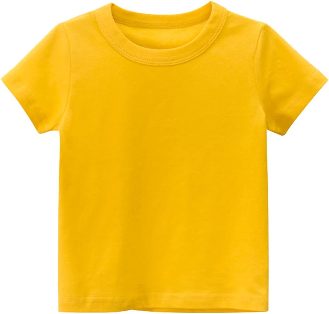 Toddler Kids Girls Boys Short Sleeve Basic T Shirt Casual Summer Tees Shirt Tops Solid Color Toddler T Shirts Girls