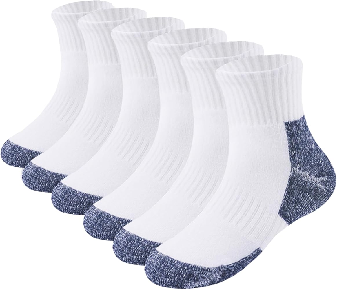 Boys Athletic Cushioned Crew Socks Thick Cotton Sports Socks 6 Pairs 5-14 Years