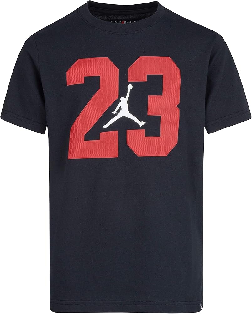 Nike Air Jordan Jumpman Big Boys 23 Jumpman T Shirt (Small, Black / Gym Red)