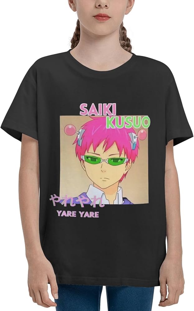 Anime The Disastrous Life of Saiki K Shirt Boys Girls Round Neck Short Sleeve Cotton Tees