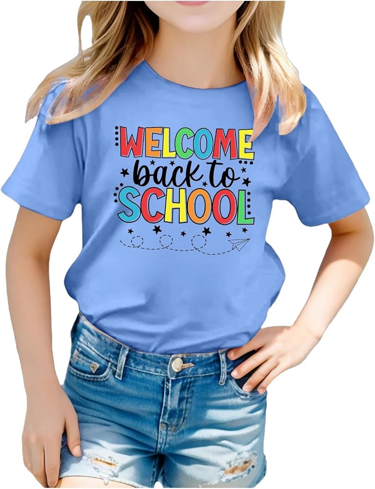 Happy First Day of School Shirt for Kids Back to School Graphic Tee Tops Casual Summer Appreciation Gift Shirt