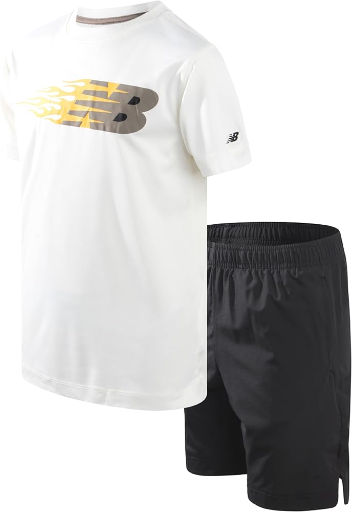 New Balance Boys' Active Shorts Set - 2 Piece Performance T-Shirt and Gym Shorts (8-12)