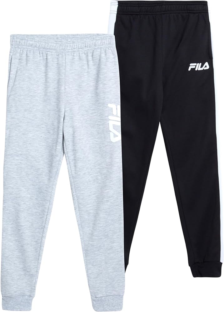 Fila Boys Active Sweatpants - 2 Pack Athletic Performance Fleece Jogger Sweatpants - Activewear Pants for Boys, S-XL