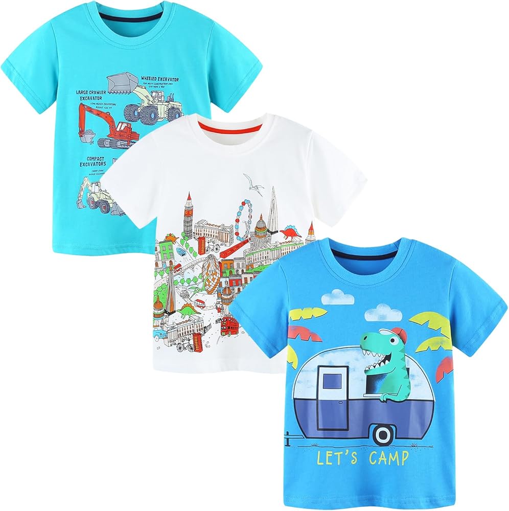 Toddler Boy's 3 Pack Short Sleeve Tshirt 2-7 Years