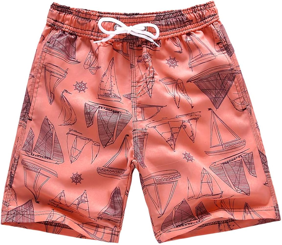 Boys Swim Trunks, Quick Dry Beach Swim Shorts Little Boys Bathing Suit Swimsuit with Mesh Lining, 3-14 Years