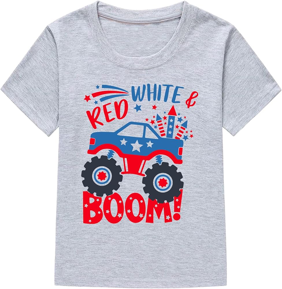 Kids Boys 4th of July Shirts Toddler American Flag T-Shirt Girls Patriotic Short Sleeve Tees Cotton Top Clothes 1-7T