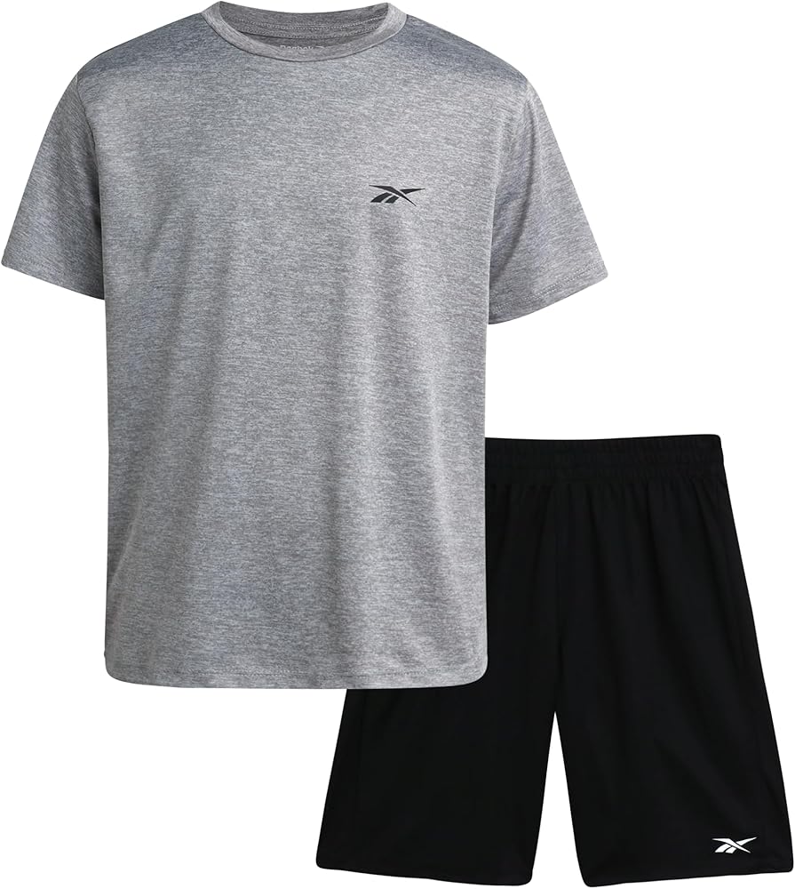 Reebok Boys' Active Shorts Set - 2 Piece Performance T-Shirt and Basketball Gym Shorts - Boys Sports Summer Outfits (8-12)