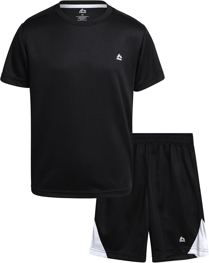 RBX Boys' Activewear Short Set - Short Sleeve T-Shirt and Gym Shorts Performance Set (4-12)