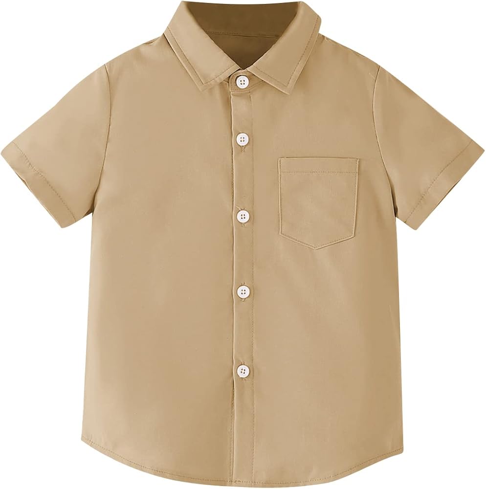 Verdusa Toddler Boy's Casual Pocket Front Short Sleeve Button Down Shirt Top