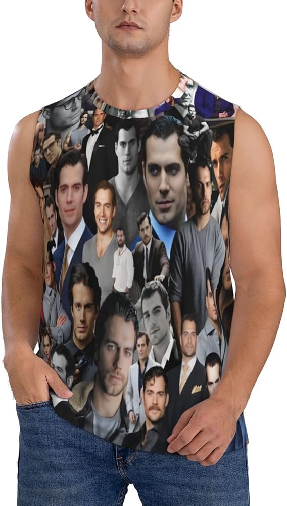 Henry Cavill Tank Top Man's Summer Casual Novelty Polyester Sleeveless Tee Shirts for Men