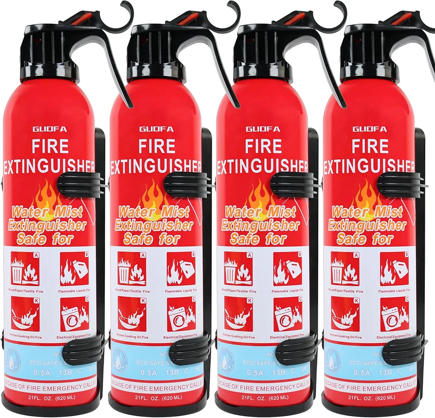 4 Pack Fire Extinguisher for Home - Car Fire Extinguisher with Mounting Bracket Effective on A B C K Fires, Non-Toxic Fire Extinguisher for Car/Boat/Grill/Truck/Garage