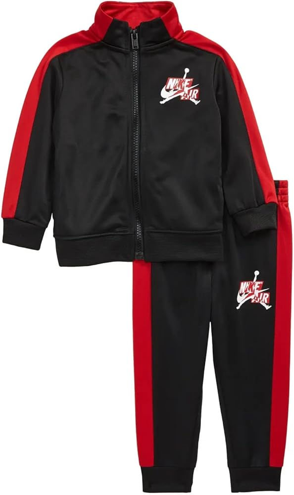 Jordan Boy`s Classics Tricot Full Zip Jacket And Jogger Pants 2 Piece Set (Black (858509-023)/R, 12 Months)