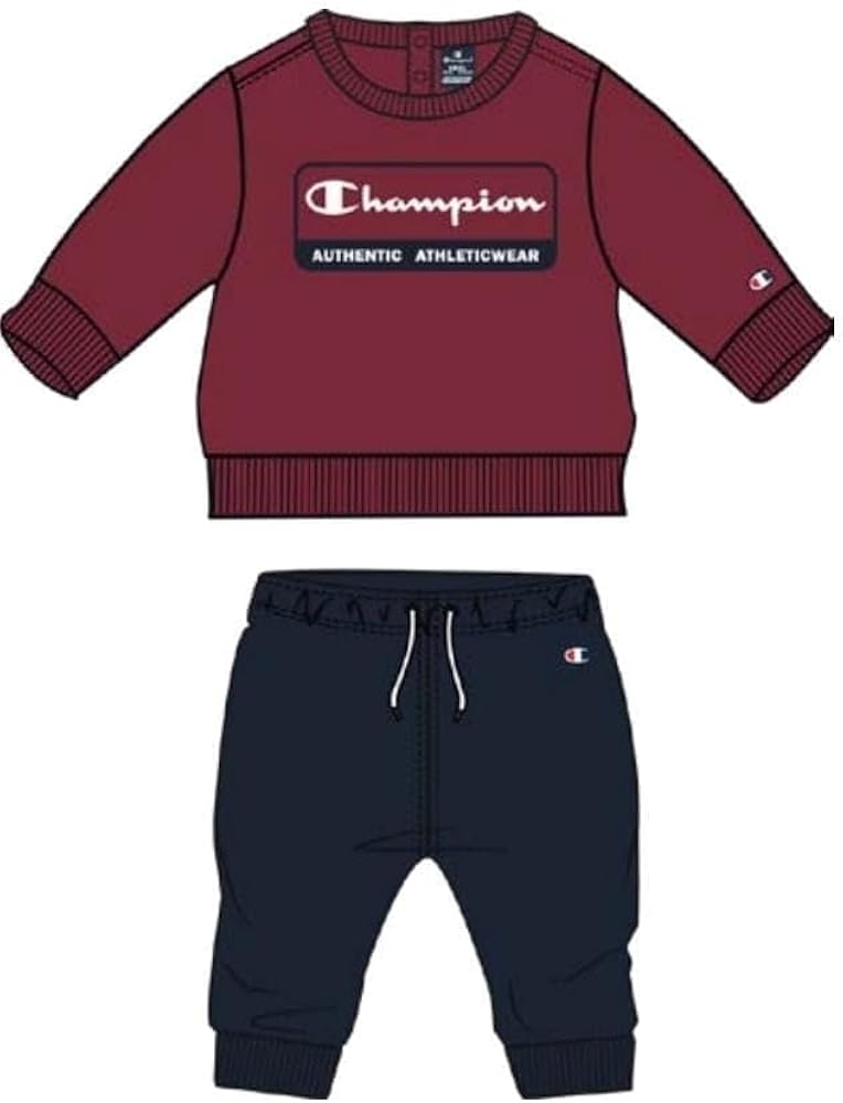 Champion Baby Boys' Legacy American Classics Td-Graphic Shop Crewneck Suit Tracksuit Set (Rosso TBR/Blu Marino, 2 Years)