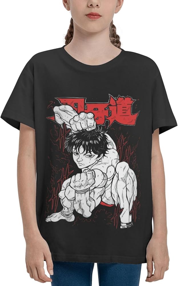 Anime Baki The Grappler Baki Hanma Shirt Boys Girls Round Neck Short Sleeve Cotton Tees