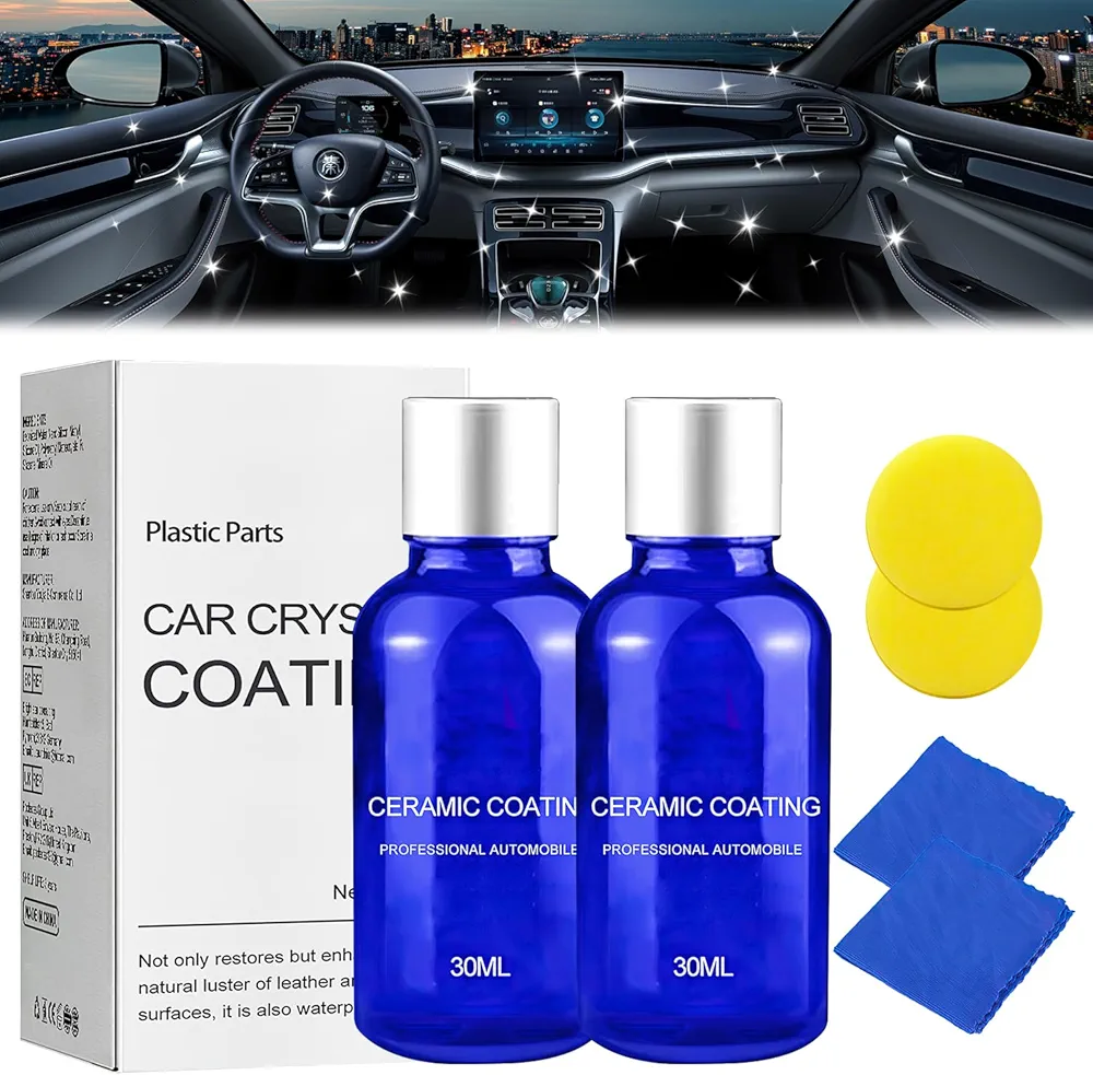 2PCS Plastic Parts Refurbish Agent, 2024 Upgrade Car Plastic Parts Refurbish Plastic Parts Crystal Coating, Plastic Coating Trim Restore for Car Plastic Parts(30ML)