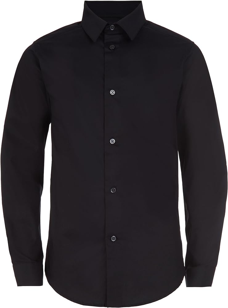 Calvin Klein Boys' Long Sleeve Slim Fit Dress Shirt, Style with Buttoned Cuffs & Shirttail Hem