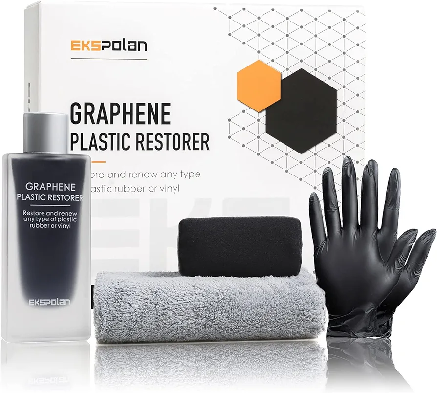 Plastic Restorer for Cars Graphene Plastic Coating Trim Restore, Resists Water, UV Rays, Dirt, Graphene Ceramic Coating Kit, Highly Concentrated, Not Dressing, Last Over 280 Washes, 50ml