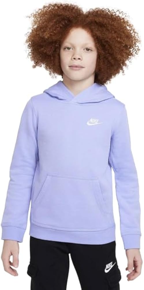 Nike Boys NSW Pull Over Hoodie Club (as1, alpha, l, regular, Light Thistle/White)