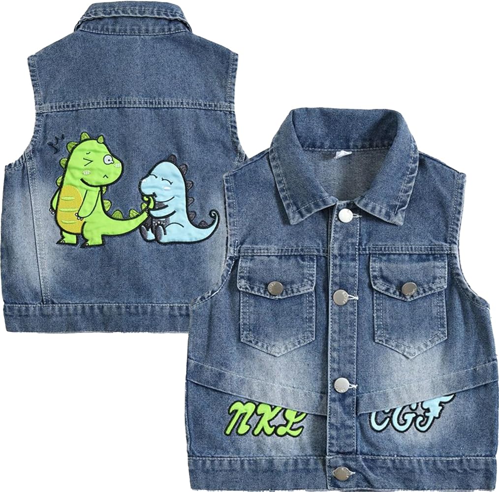 Boys Girls Denim Vest Jacket Fashion Casual Sleeveless Jean Waistcoat, Age 1-6 Years Unisex Kids Outerwear