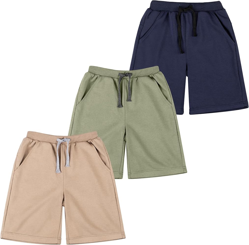 BIG ELEPHANT Kids Shorts, Boys Athletic Shorts with Pockets and Drawstring for Age 4-16 Years