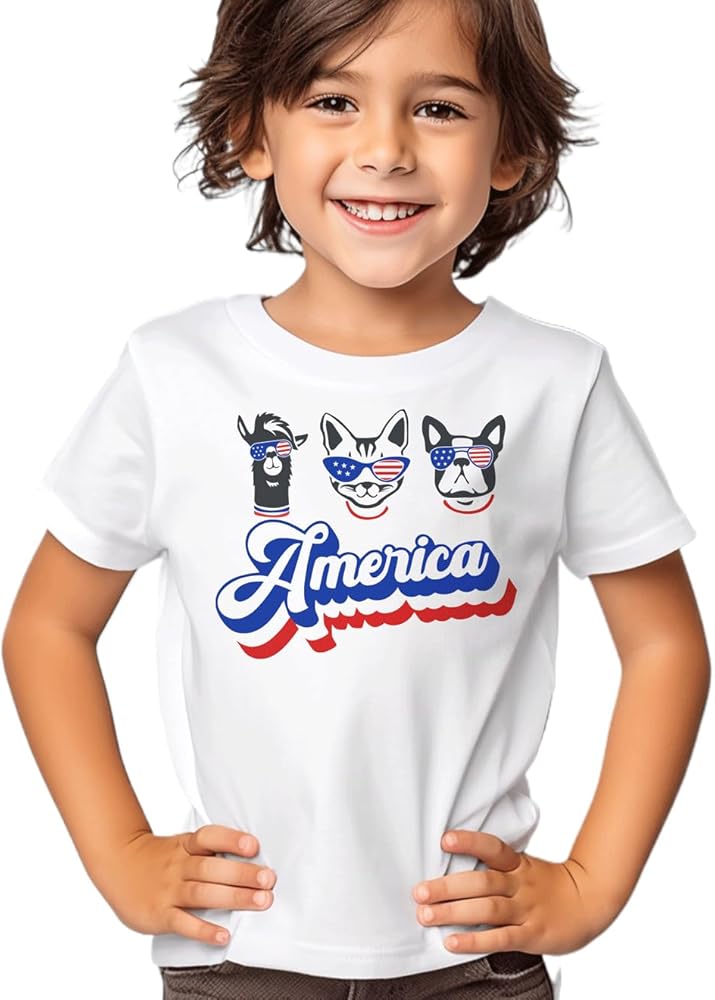 4th of July Toddler Baby Boys Girls T-Shirt Kids Funny Letters Print Patriotic Cotton Independence Day Top