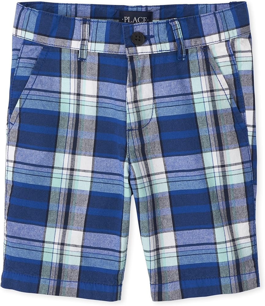 The Children's Place Big Boys' Plaid Chino Shorts