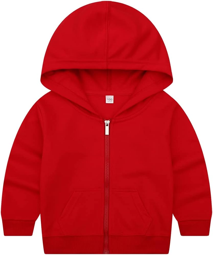 DINGDONG'S CLOSET Kid Toddler Boy Girl Solid Multi-Color Basic Cotton Hoodie Hooded Zip Up Sweatshirts Pullover Jacket