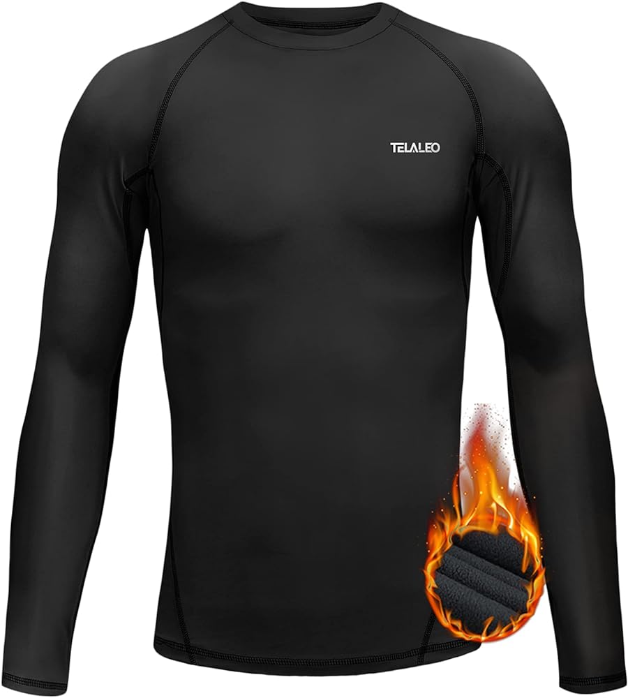 TELALEO Youth Boys' Girls' Thermal Compression Shirt Long Sleeve Fleece Lined Base Layer Athletic Football Undershirt