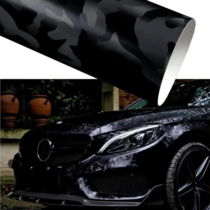 XhuangTech Camouflage Vinyl Wrap，Black Camo Car Vinyl Wrap Film Roll,Car Styling Interior Body Camouflage Car Sticker Wrap Film Decal Air Release Bubble Free (11.81"x59.84"（30x152CM)