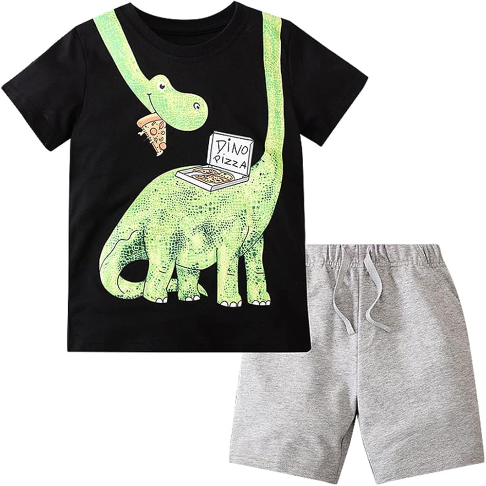 Toddler Boy Dinosaur Clothes Kids Summer Outfits Cotton Short Sleeve T-Shirt & Shorts Set 2-7T